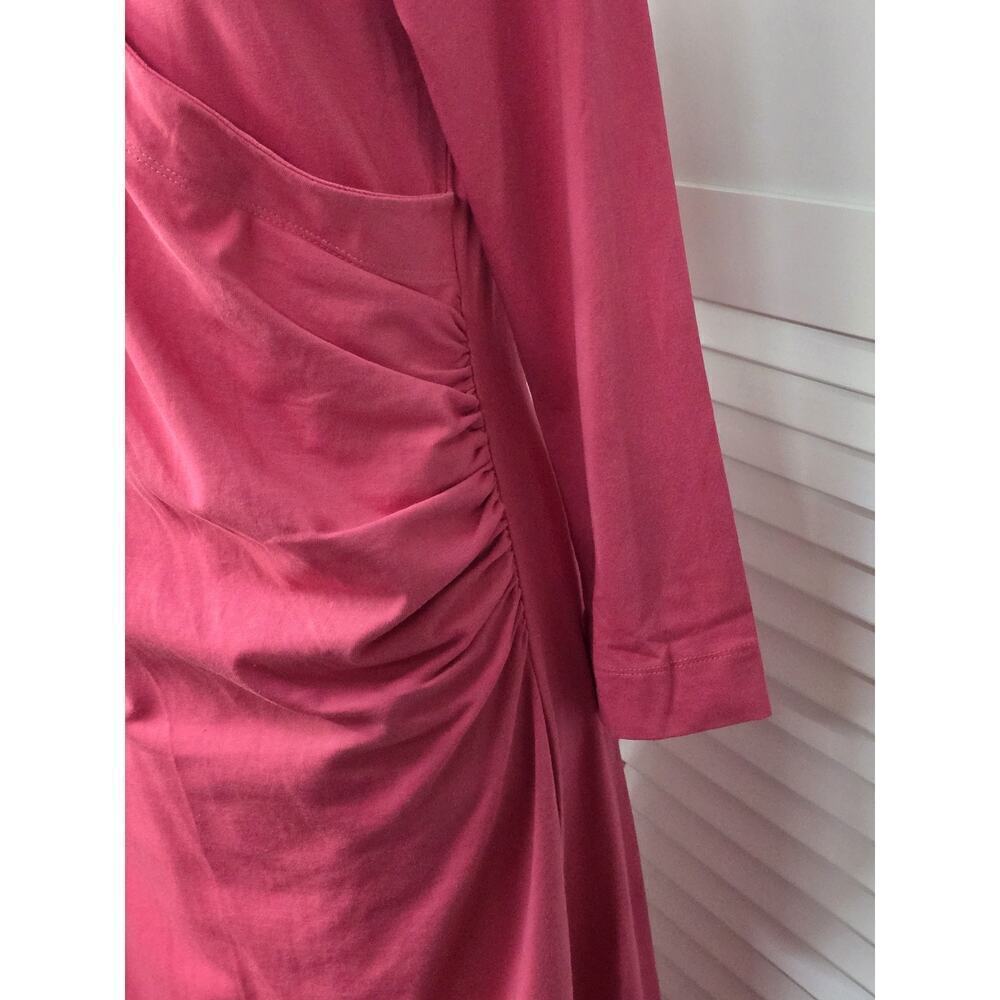 Soft Surrounding Rose Knit 3/4 Slv Faux Wrap Ruched Dressy Casual Dress ST - Picture 2 of 10